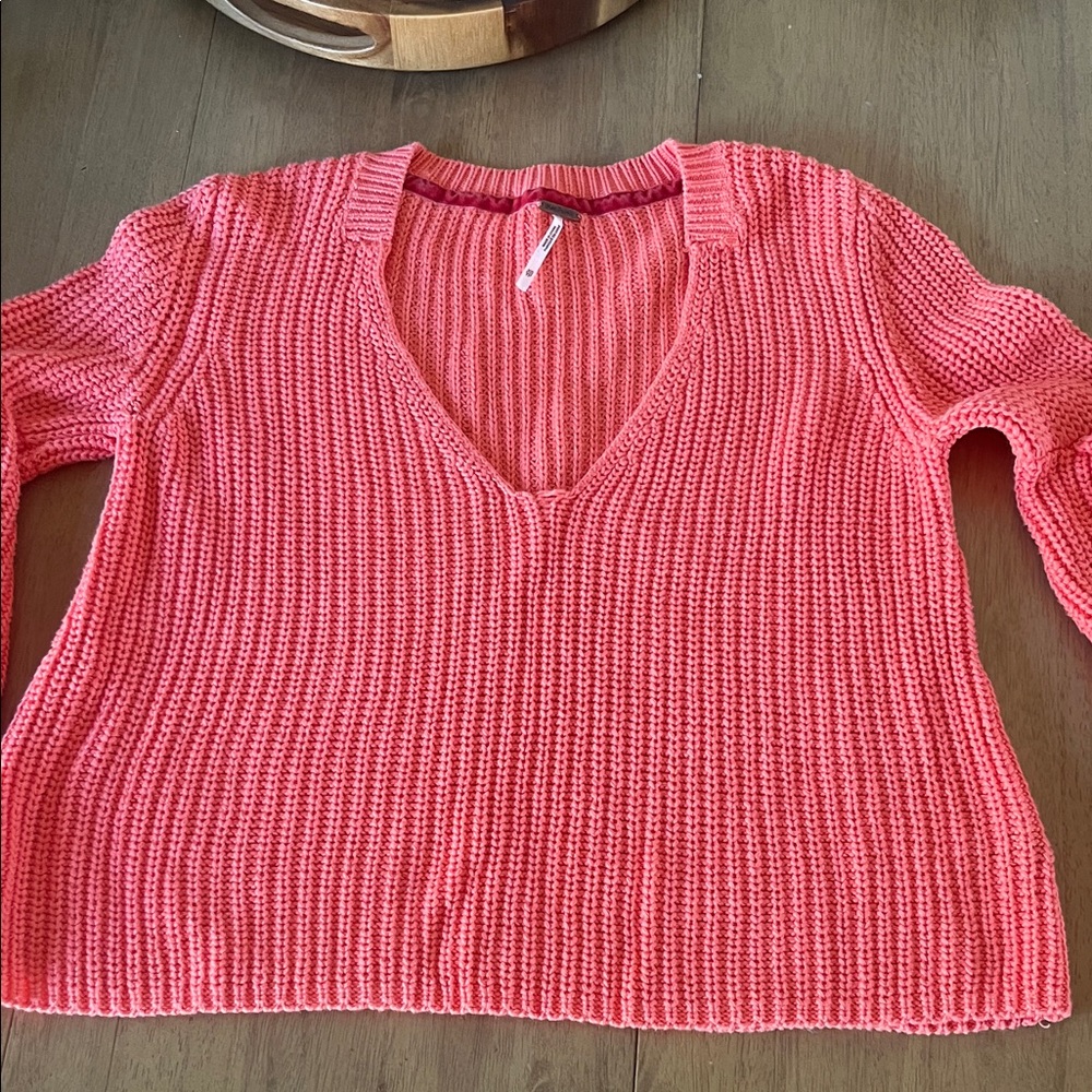 Free People, V-Neck Sweater with bell sleeves, XS, orange